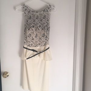 Bebe Cream and Black Lace floral dress